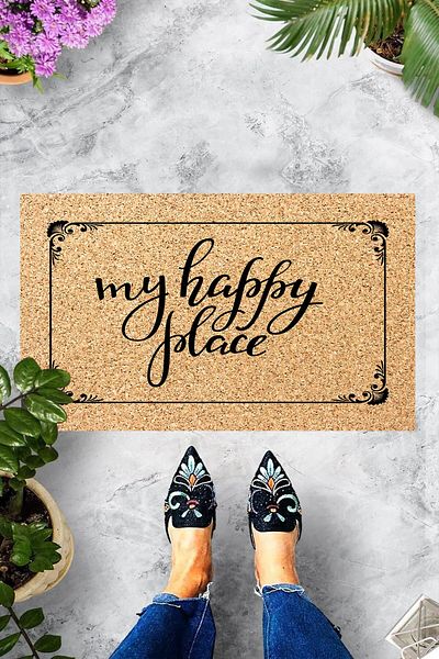 Pelangi Digital Printed My Happy Place Decorative Door Mat
