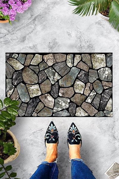 Pelangi Digital Printed Stone Pattern Decorative Door Mat