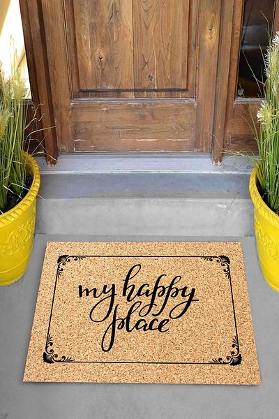 Pelangi Digital Printed My Happy Place Decorative Door Mat