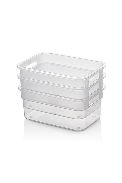 Homesea 12 Transparent Refrigerator Organizer Box with Lid - Kitchen and Bathroom Organizer