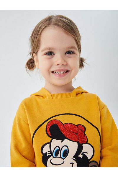LC Waikiki Long Sleeve Nostalgic Monkey Printed Unisex Baby Hoodie
