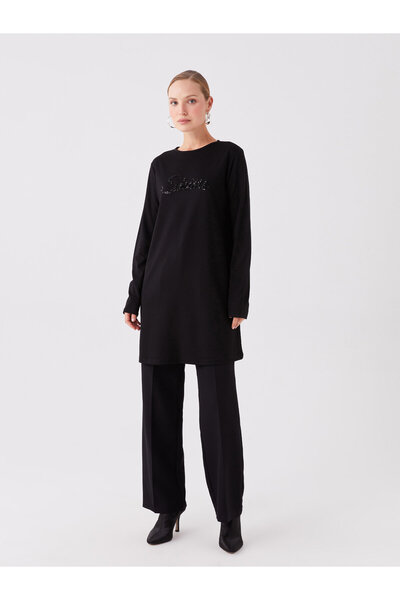LC Waikiki Bisiklet Yaka Payet İşlemeli Uzun Kollu Kadın Tunik