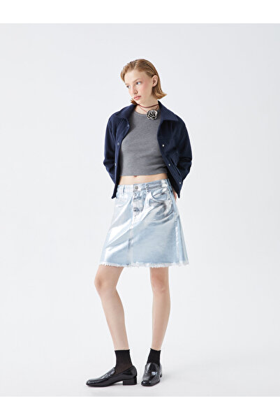 LC Waikiki Standard Fit Shiny Looking Women's Jean Skirt