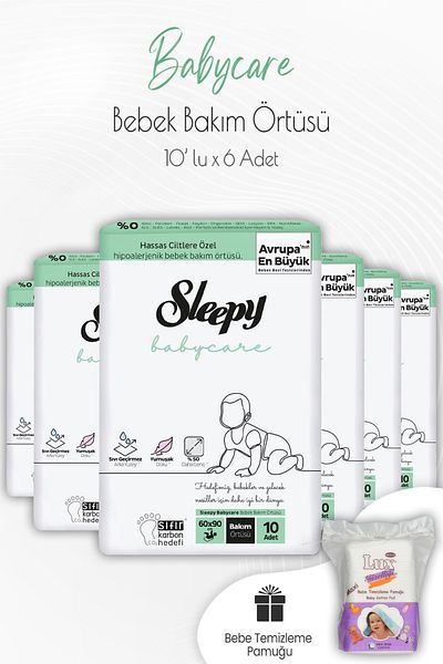 Sleepy Babycare Baby Care Cover 10 x 6 Pieces and Square Baby Cotton