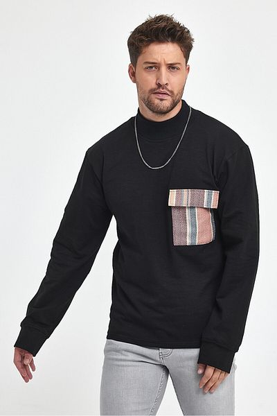 rammers Πουλόβερ με μισό ζιβάγκο με μακρυμάνικο oversize έθνικ σχέδιο με λεπτομέρεια τσέπης