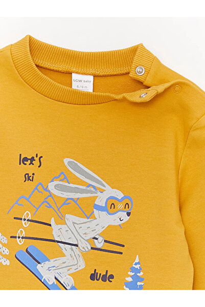 LC Waikiki LCW baby Bisiklet Yaka Uzun Kollu Baskılı Erkek Bebek Sweatshirt ve Eşofman Alt 2'li Takım