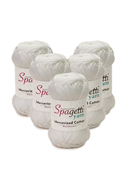 Spagettiyarn Mercerized Cotton 5 τεμαχίων Λευκό Πλεκτό Νήμα