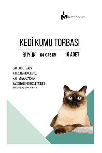 Mert Polimer Kedi Kumu Torbası Büyük Boy (64 x 45 cm) 10'lu Paket