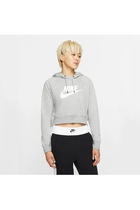 Nike Sportswear Essential Gri Kapu onlu Crop Sweatshirt Kad n Gri Crop Sweatshirt Fiyat Yorumlar Trendyol