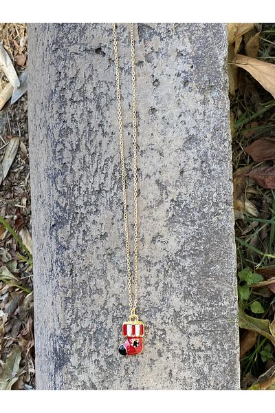 Stoneday Christmas Themed New Year's Stocking Pine Tree Figured Gold Plated Chain Necklace