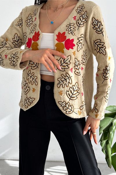 FEMELLE Jachetă completă de broderie pentru femei