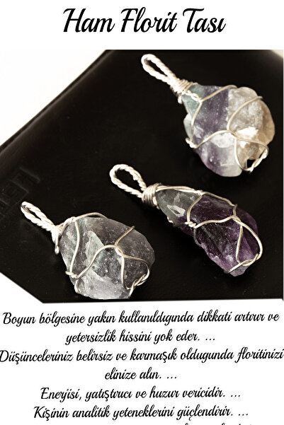Tesbih Atölyesi Sertifikalı Ham Işlenmemiş Tel Sargılı Florit Taşı Kolye