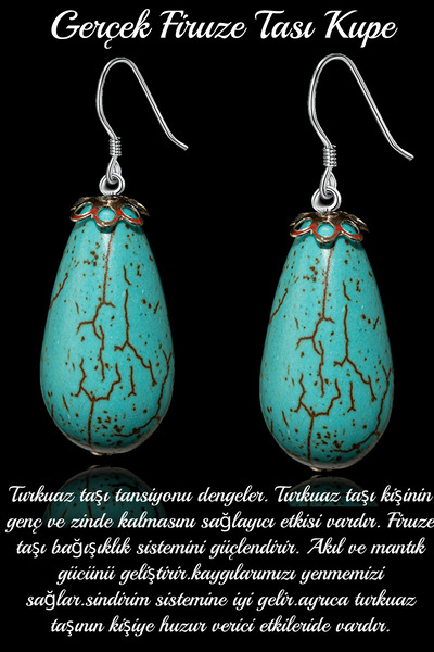 Tesbih Atölyesi Sertifikalı 1.kalite Damla Kesim Boyasız Firuze Taşı Doğal Ta...