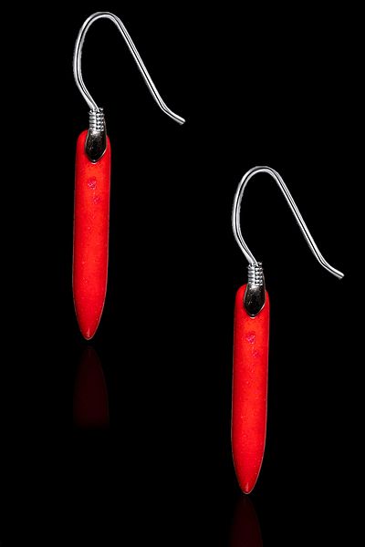 Tesbih Atölyesi Certified Red Tooth Coral Stone Natural Stone Earrings