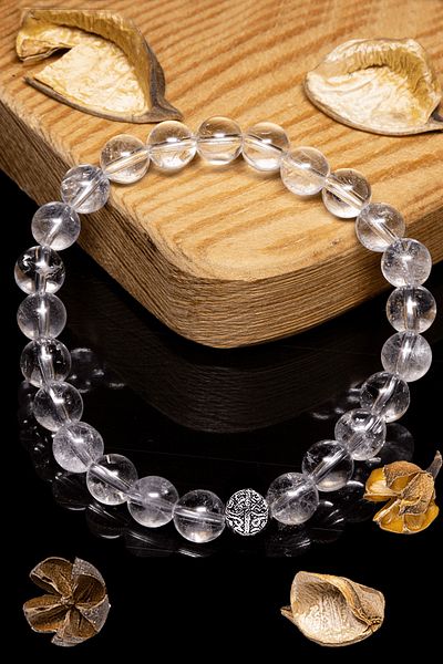 Tesbih Atölyesi Certified Aaa+ Quality Genuine Crystal Quartz Stone Bracelet - With Silver Device