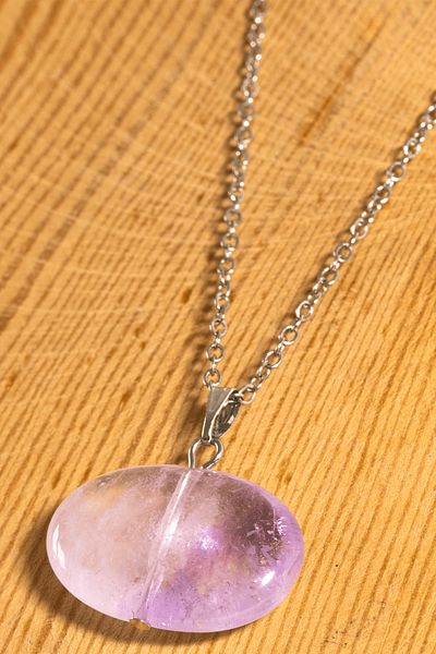 Tesbih Atölyesi Certified Oval Model Amethyst Stone Necklace