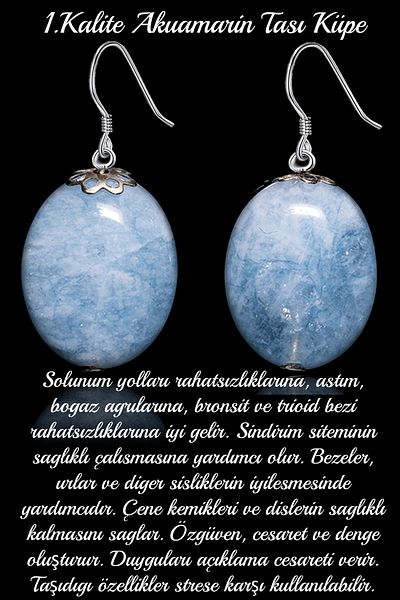 Tesbih Atölyesi Certified Oval Cut Aquamarine Stone Earrings (1st quality)