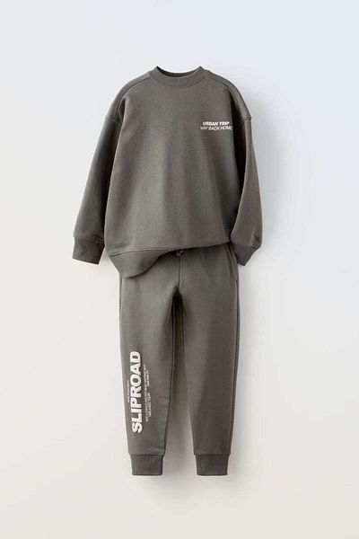 Magu COTTON SWEATSHIRT AND TROUSERS SET WITH URBAN TRIP SLOGAN