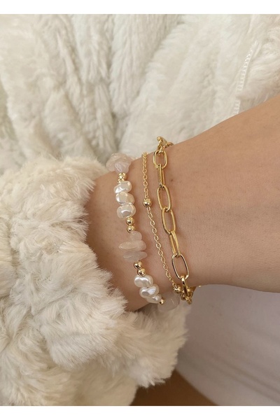 takıtarzım سوار نسائي من حجر الأوبال اللؤلؤي مكون من 3 قطع