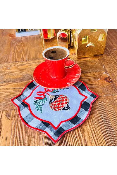 ge living Christmas Ornament Patterned Set of 4 Cocktail Napkins