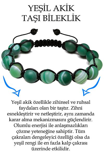 Tesbih Atölyesi Certified Raw Unprocessed Green Agate Stone Bracelet