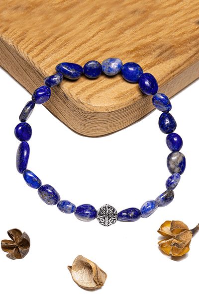 Tesbih Atölyesi Certified Amorphous Cut AAA+ Lapis Lazuli Stone Bracelet - Afghanistan