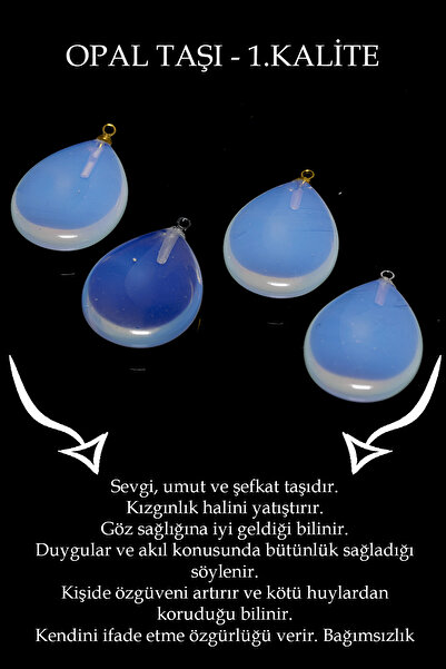 Tesbih Atölyesi Sertifikalı 24k Altın Kaplama Damla Kesim Opal Taşı Kolye