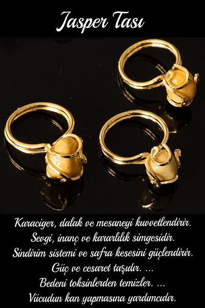 Tesbih Atölyesi Yellow Jasper Rococo Model Ring - Certified and Adjustable
