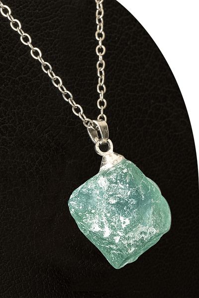 Tesbih Atölyesi Certified Raw Unprocessed Green Fluorite Stone Necklace (MINI SIZE)