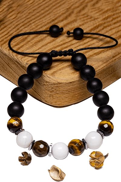 Tesbih Atölyesi Certified Tiger Eye - Mother of Pearl Stone Bracelet - Aaa+ Quality