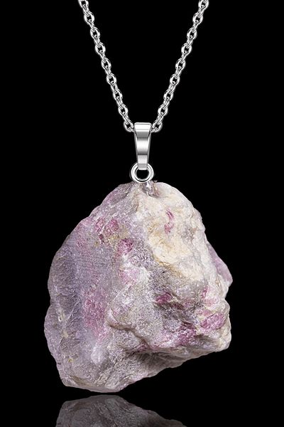Tesbih Atölyesi Certified Raw Unprocessed Lepidolite Stone Necklace
