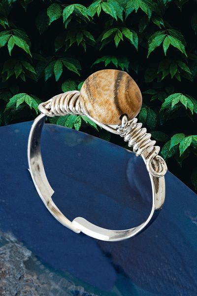 Tesbih Atölyesi Certified Broken Stone Thin Model Earth Jasper Stone Ring - Adjustable