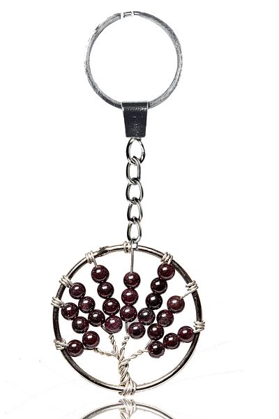 Tesbih Atölyesi Certified Garnet Garnet Stone Tree of Life Natural Stone Keychain