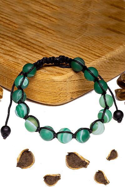 Tesbih Atölyesi Certified Raw Unprocessed Green Agate Stone Bracelet