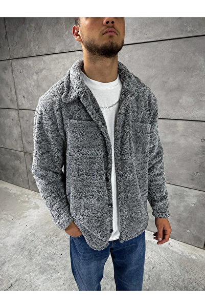 Baycombine35 Унісекс сірий пуховик з кнопками та кишенями