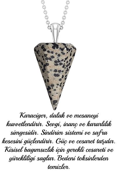 Tesbih Atölyesi Certified Dalmatian Jasper Natural Stone Pendulum Necklace