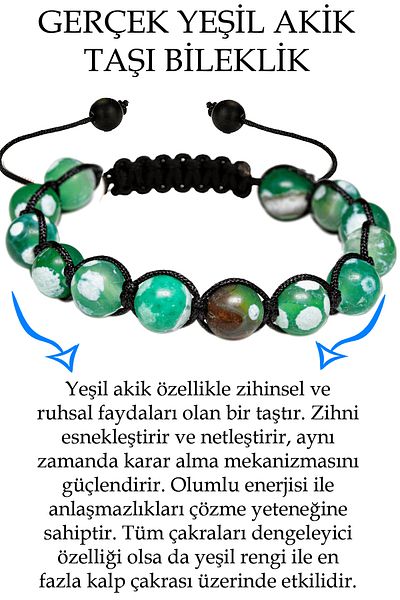 Tesbih Atölyesi Certified White Green Tibetan Agate Stone Bracelet
