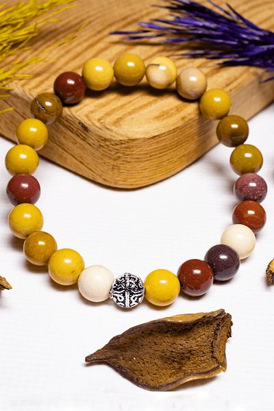 Tesbih Atölyesi Certified Aaa+ Quality Monkey Jasper Stone Bracelet - With Silver Device