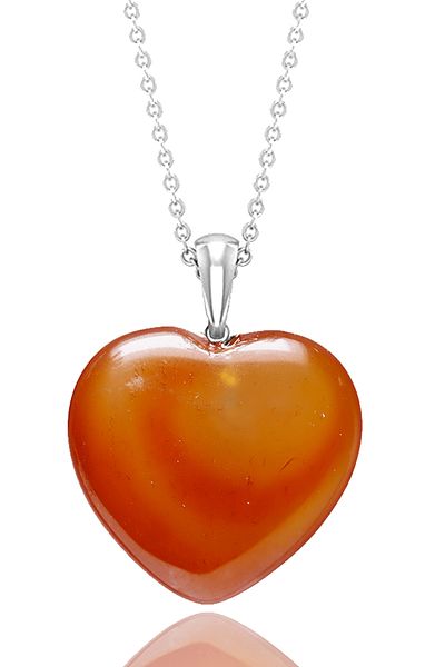 Tesbih Atölyesi YEMEN - Certified Red Agate Stone Heart Model Necklace