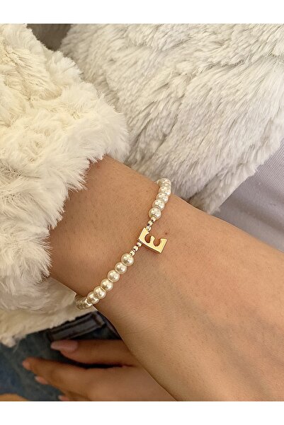takıtarzım E Harfli incili gold bileklik