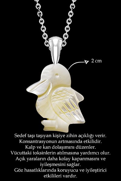 Tesbih Atölyesi Certified Genuine Bird Cut Mother of Pearl Stone Necklace
