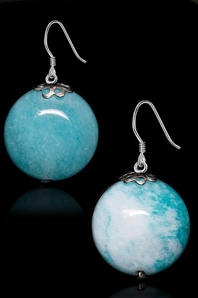 Tesbih Atölyesi Certified Amazonite Stone Earring - 1st quality
