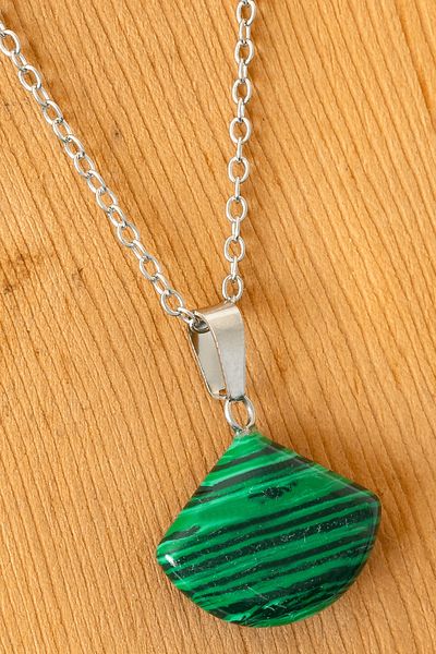 Tesbih Atölyesi Certified Oval Model Malachite Stone Necklace
