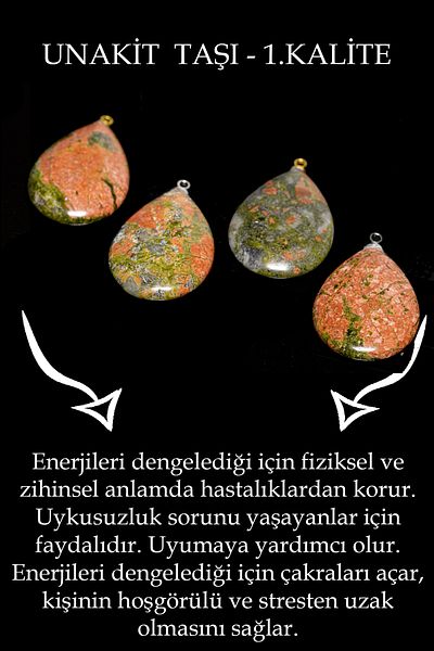 Tesbih Atölyesi Certified Drop Model Unakite Stone Necklace (WITH SILVER DEVICE)