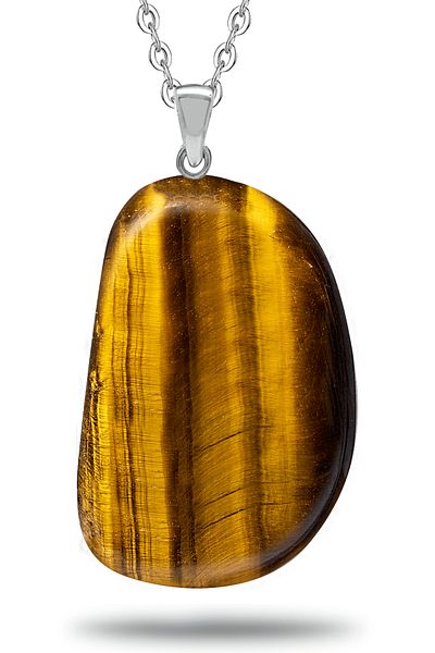 Tesbih Atölyesi Certified Timbil Model Tiger Eye Stone Necklace (WITH SILVER DEVICE)
