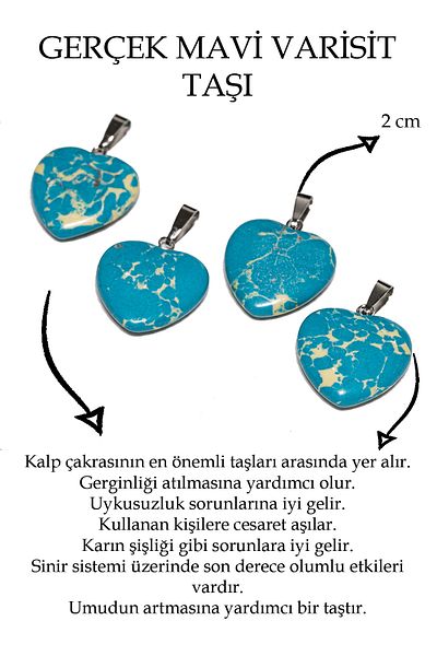 Tesbih Atölyesi Certified Heart Cut Blue Varicite Stone Necklace