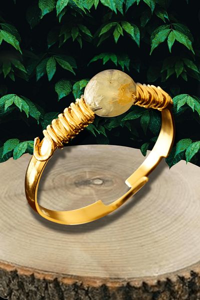 Tesbih Atölyesi Certified Broken Stone Gold Model Prinaite (PREHNITE) Stone Ring - Adjustable