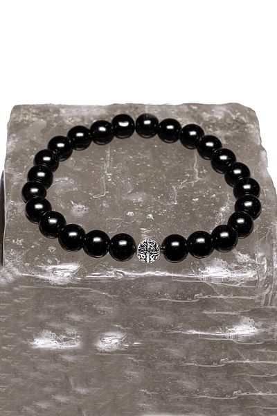 Tesbih Atölyesi Certified A Quality Shungite - Shungite Stone Bracelet - With Silver Device