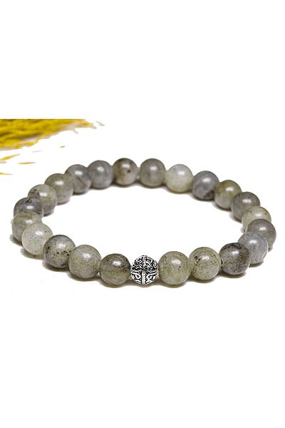 Tesbih Atölyesi Certified Aaa+ Quality Labradorite Stone Bracelet - With Silver Device