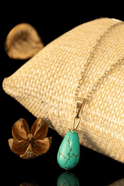 Tesbih Atölyesi Certified Xl Drop Cut Genuine Turquoise Stone Necklace - 1st quality